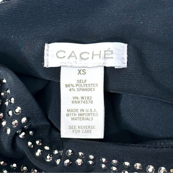 CACHE XS Silver Metallic Studs Embellished Black V-Neck Sleeveless Dress Size XS - Picture 8 of 15